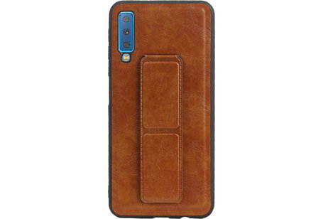 BAOHU Grip Stand Hardcase Backcover - Telefoonhoesje - Achterkant Hoesje - Geschikt voor Samsung Galaxy A7 (2018) - Bruin