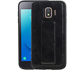 BAOHU Grip Stand Hardcase Backcover - Telefoonhoesje - Achterkant Hoesje - Geschikt voor Samsung Galaxy J2 Core - Zwart