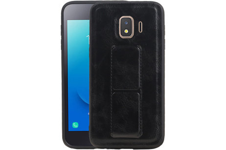 Grip Stand Hardcase Backcover - Telefoonhoesje - Achterkant Hoesje - Geschikt voor Samsung Galaxy J2 Core - Zwart