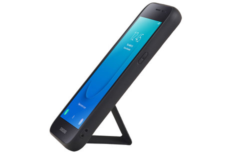 BAOHU Grip Stand Hardcase Backcover - Telefoonhoesje - Achterkant Hoesje - Geschikt voor Samsung Galaxy J2 Core - Zwart
