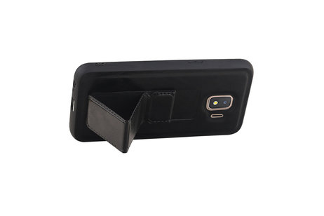 Grip Stand Hardcase Backcover - Telefoonhoesje - Achterkant Hoesje - Geschikt voor Samsung Galaxy J2 Core - Zwart
