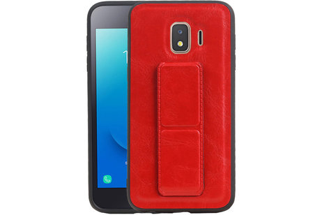 Grip Stand Hardcase Backcover - Telefoonhoesje - Achterkant Hoesje - Geschikt voor Samsung Galaxy J2 Core - Rood