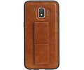 BAOHU Grip Stand Hardcase Backcover - Telefoonhoesje - Achterkant Hoesje - Geschikt voor Samsung Galaxy J2 Core - Bruin