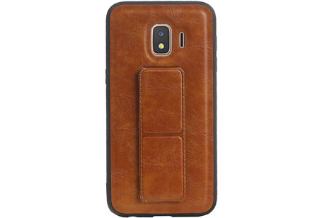 BAOHU Grip Stand Hardcase Backcover - Telefoonhoesje - Achterkant Hoesje - Geschikt voor Samsung Galaxy J2 Core - Bruin