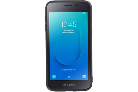 Grip Stand Hardcase Backcover - Telefoonhoesje - Achterkant Hoesje - Geschikt voor Samsung Galaxy J2 Core - Bruin