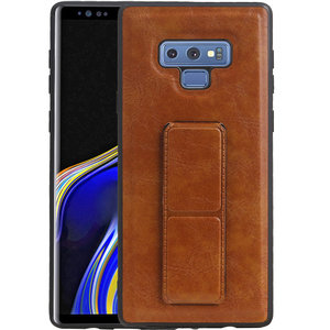 Grip Stand Hardcase Backcover - Telefoonhoesje - Achterkant Hoesje - Geschikt voor Samsung Galaxy Note 9 - Bruin