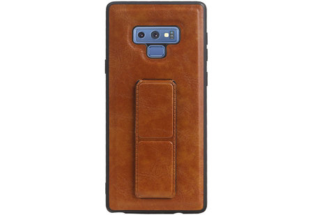 Grip Stand Hardcase Backcover - Telefoonhoesje - Achterkant Hoesje - Geschikt voor Samsung Galaxy Note 9 - Bruin