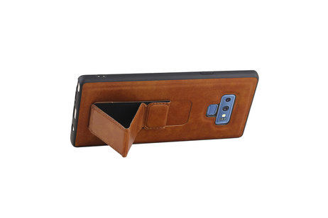 Grip Stand Hardcase Backcover - Telefoonhoesje - Achterkant Hoesje - Geschikt voor Samsung Galaxy Note 9 - Bruin