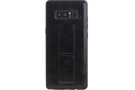 Grip Stand Hardcase Backcover - Telefoonhoesje - Achterkant Hoesje - Geschikt voor Samsung Galaxy Note 8 - Zwart