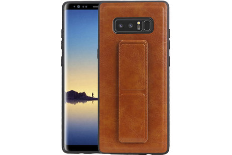 Grip Stand Hardcase Backcover - Telefoonhoesje - Achterkant Hoesje - Geschikt voor Samsung Galaxy Note 8 - Bruin