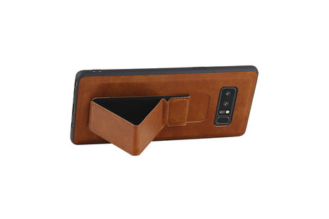 Grip Stand Hardcase Backcover - Telefoonhoesje - Achterkant Hoesje - Geschikt voor Samsung Galaxy Note 8 - Bruin