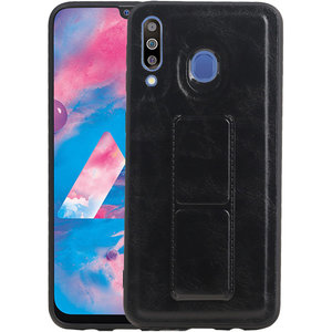 Grip Stand Hardcase Backcover - Telefoonhoesje - Achterkant Hoesje - Geschikt voor Samsung Galaxy M30 - Zwart