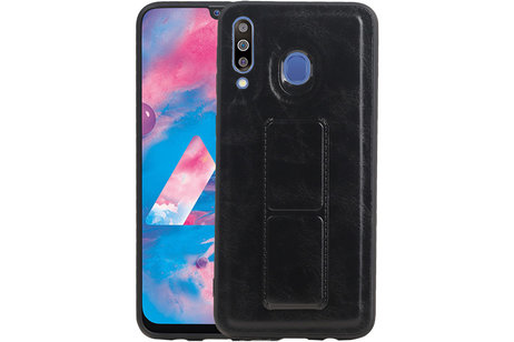 Grip Stand Hardcase Backcover - Telefoonhoesje - Achterkant Hoesje - Geschikt voor Samsung Galaxy M30 - Zwart