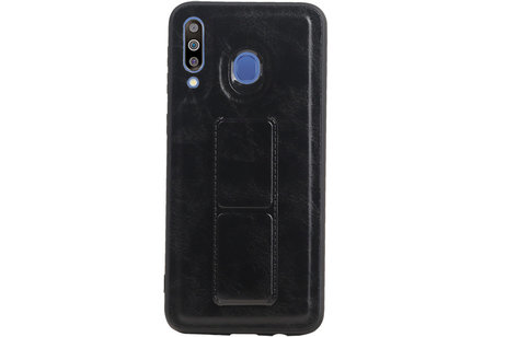 Grip Stand Hardcase Backcover - Telefoonhoesje - Achterkant Hoesje - Geschikt voor Samsung Galaxy M30 - Zwart