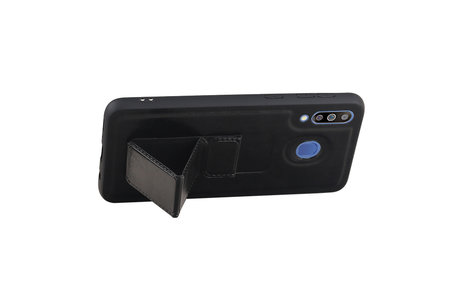 Grip Stand Hardcase Backcover - Telefoonhoesje - Achterkant Hoesje - Geschikt voor Samsung Galaxy M30 - Zwart