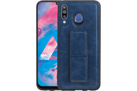 Grip Stand Hardcase Backcover - Telefoonhoesje - Achterkant Hoesje - Geschikt voor Samsung Galaxy M30 - Blauw