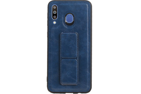 Grip Stand Hardcase Backcover - Telefoonhoesje - Achterkant Hoesje - Geschikt voor Samsung Galaxy M30 - Blauw