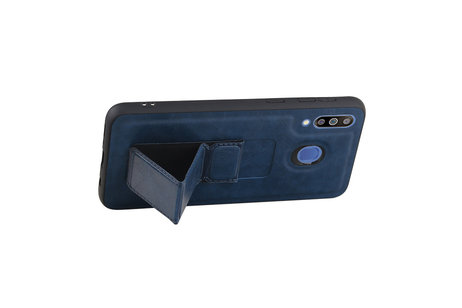 Grip Stand Hardcase Backcover - Telefoonhoesje - Achterkant Hoesje - Geschikt voor Samsung Galaxy M30 - Blauw