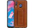 Grip Stand Hardcase Backcover - Telefoonhoesje - Achterkant Hoesje - Geschikt voor Samsung Galaxy M30 - Bruin