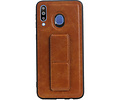 Grip Stand Hardcase Backcover - Telefoonhoesje - Achterkant Hoesje - Geschikt voor Samsung Galaxy M30 - Bruin