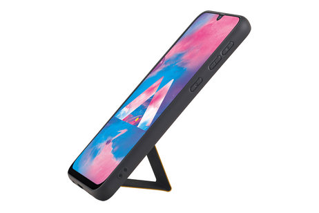 Grip Stand Hardcase Backcover - Telefoonhoesje - Achterkant Hoesje - Geschikt voor Samsung Galaxy M30 - Bruin