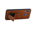 Grip Stand Hardcase Backcover - Telefoonhoesje - Achterkant Hoesje - Geschikt voor Samsung Galaxy M30 - Bruin