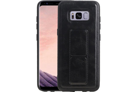BAOHU Grip Stand Hardcase Backcover - Telefoonhoesje - Achterkant Hoesje - Geschikt voor Samsung Galaxy S8 - Zwart