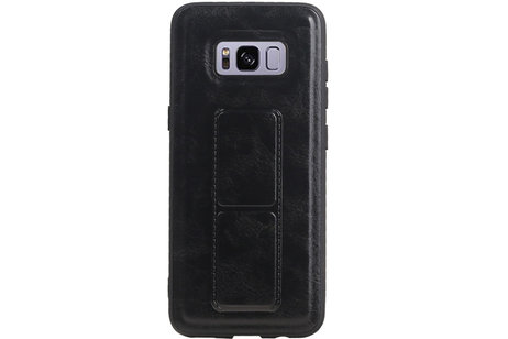 Grip Stand Hardcase Backcover - Telefoonhoesje - Achterkant Hoesje - Geschikt voor Samsung Galaxy S8 - Zwart