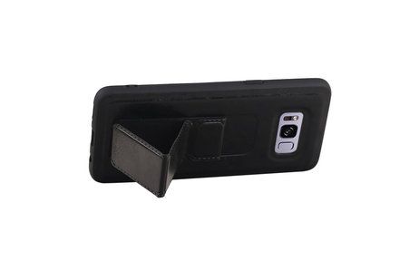 Grip Stand Hardcase Backcover - Telefoonhoesje - Achterkant Hoesje - Geschikt voor Samsung Galaxy S8 - Zwart