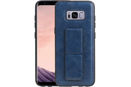 Grip Stand Hardcase Backcover - Telefoonhoesje - Achterkant Hoesje - Geschikt voor Samsung Galaxy S8 - Blauw