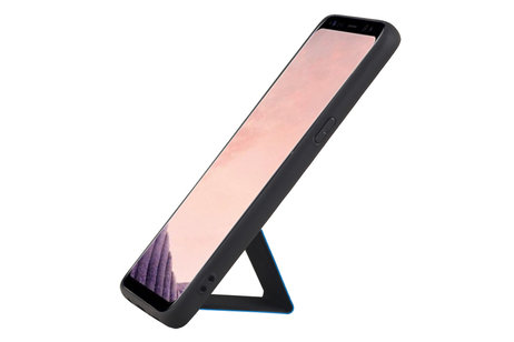 Grip Stand Hardcase Backcover - Telefoonhoesje - Achterkant Hoesje - Geschikt voor Samsung Galaxy S8 - Blauw