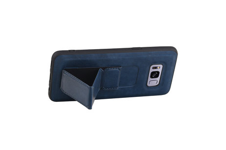 Grip Stand Hardcase Backcover - Telefoonhoesje - Achterkant Hoesje - Geschikt voor Samsung Galaxy S8 - Blauw