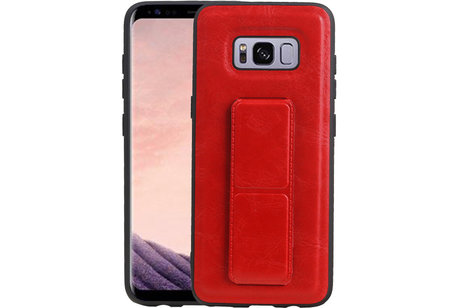 Grip Stand Hardcase Backcover - Telefoonhoesje - Achterkant Hoesje - Geschikt voor Samsung Galaxy S8 - Rood