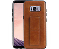 Grip Stand Hardcase Backcover - Telefoonhoesje - Achterkant Hoesje - Geschikt voor Samsung Galaxy S8 - Bruin