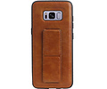 BAOHU Grip Stand Hardcase Backcover - Telefoonhoesje - Achterkant Hoesje - Geschikt voor Samsung Galaxy S8 - Bruin