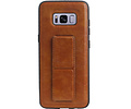 Grip Stand Hardcase Backcover - Telefoonhoesje - Achterkant Hoesje - Geschikt voor Samsung Galaxy S8 - Bruin