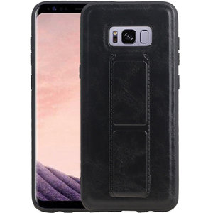 Grip Stand Hardcase Backcover - Telefoonhoesje - Achterkant Hoesje - Geschikt voor Samsung Galaxy S8 Plus - Zwart