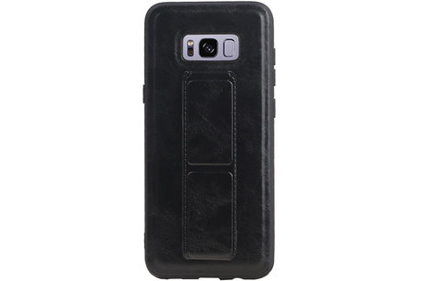 Grip Stand Hardcase Backcover - Telefoonhoesje - Achterkant Hoesje - Geschikt voor Samsung Galaxy S8 Plus - Zwart