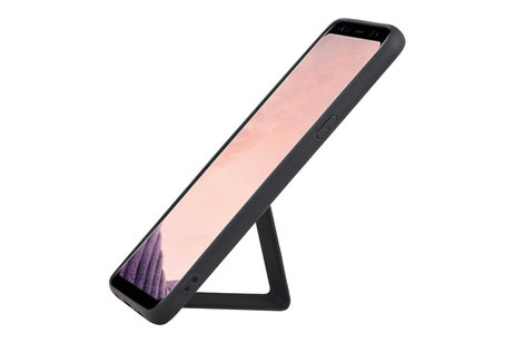 Grip Stand Hardcase Backcover - Telefoonhoesje - Achterkant Hoesje - Geschikt voor Samsung Galaxy S8 Plus - Zwart