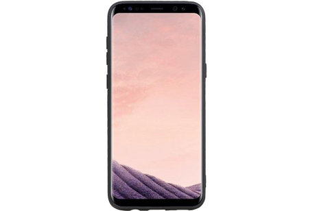 Grip Stand Hardcase Backcover - Telefoonhoesje - Achterkant Hoesje - Geschikt voor Samsung Galaxy S8 Plus - Zwart