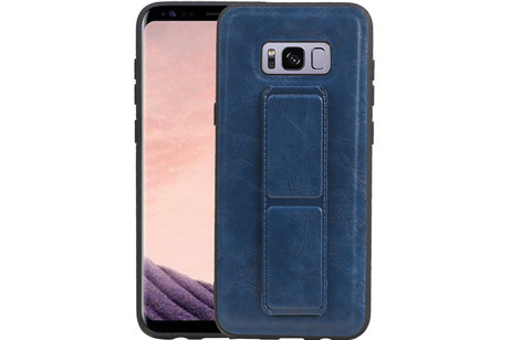 Grip Stand Hardcase Backcover - Telefoonhoesje - Achterkant Hoesje - Geschikt voor Samsung Galaxy S8 Plus - Blauw