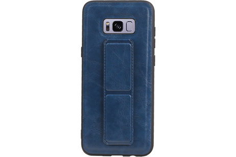 Grip Stand Hardcase Backcover - Telefoonhoesje - Achterkant Hoesje - Geschikt voor Samsung Galaxy S8 Plus - Blauw