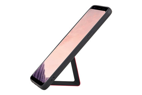 Grip Stand Hardcase Backcover - Telefoonhoesje - Achterkant Hoesje - Geschikt voor Samsung Galaxy S8 Plus - Rood