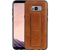 Grip Stand Hardcase Backcover - Telefoonhoesje - Achterkant Hoesje - Geschikt voor Samsung Galaxy S8 Plus - Bruin