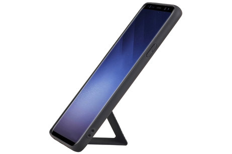 Grip Stand Hardcase Backcover - Telefoonhoesje - Achterkant Hoesje - Geschikt voor Samsung Galaxy S9 Plus - Zwart