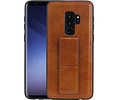 BAOHU Grip Stand Hardcase Backcover - Telefoonhoesje - Achterkant Hoesje - Geschikt voor Samsung Galaxy S9 Plus - Bruin