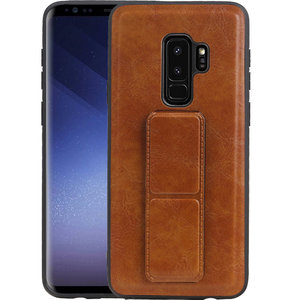 BAOHU Grip Stand Hardcase Backcover - Telefoonhoesje - Achterkant Hoesje - Geschikt voor Samsung Galaxy S9 Plus - Bruin