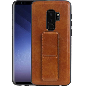 Grip Stand Hardcase Backcover - Telefoonhoesje - Achterkant Hoesje - Geschikt voor Samsung Galaxy S9 Plus - Bruin