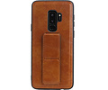 BAOHU Grip Stand Hardcase Backcover - Telefoonhoesje - Achterkant Hoesje - Geschikt voor Samsung Galaxy S9 Plus - Bruin