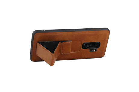 Grip Stand Hardcase Backcover - Telefoonhoesje - Achterkant Hoesje - Geschikt voor Samsung Galaxy S9 Plus - Bruin